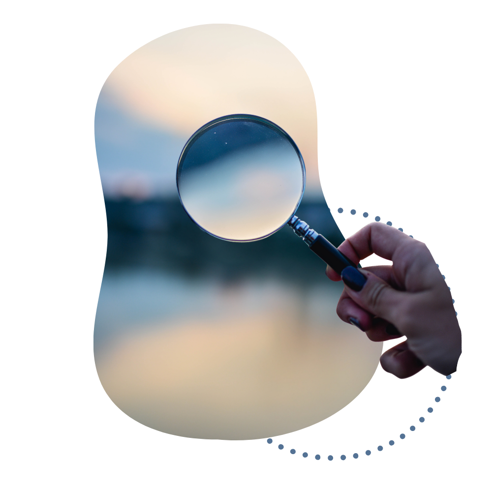 A graphic of a magnifying glass